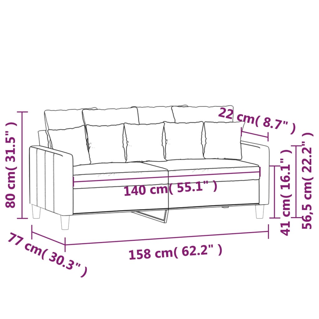 vidaXL Dvosjed smeđi 140 cm baršunasti