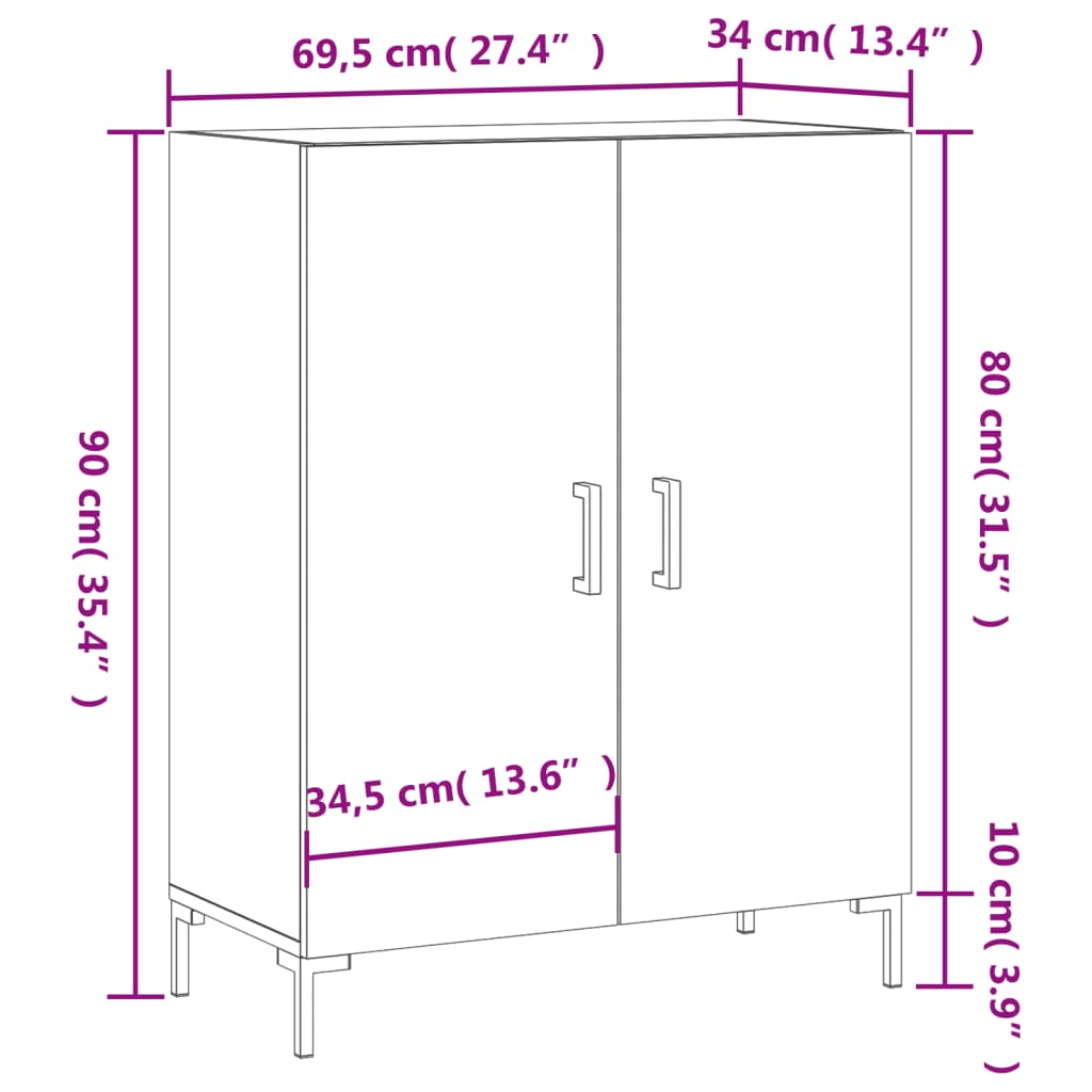 vidaXL Komoda sjajna bijela 69,5x34x90 cm od konstruiranog drva