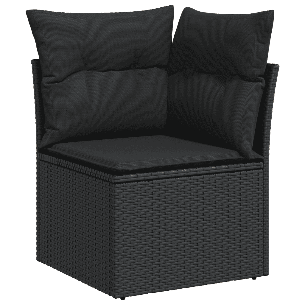 vidaXL 10-dijelni set vrtnih sofa s jastucima crni od poliratana