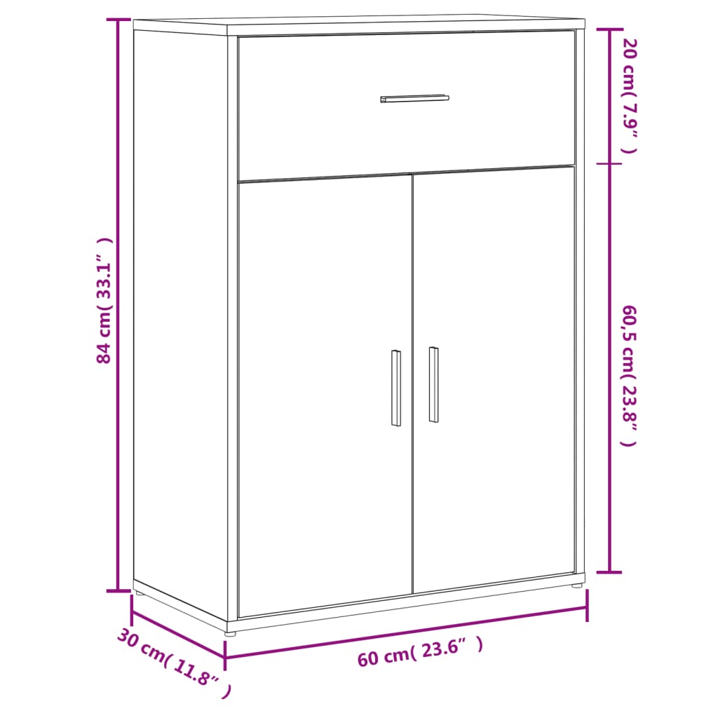 vidaXL Komoda bijela 60x30x84 cm od konstruiranog drva