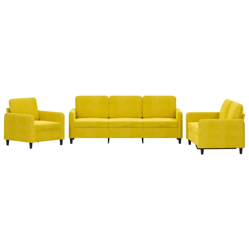 vidaXL 3-dijelni set sofa s žuti baršunast