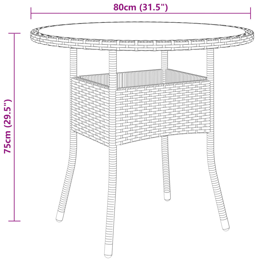 vidaXL 5-dijelni vrtni bistro set od poliratana crni