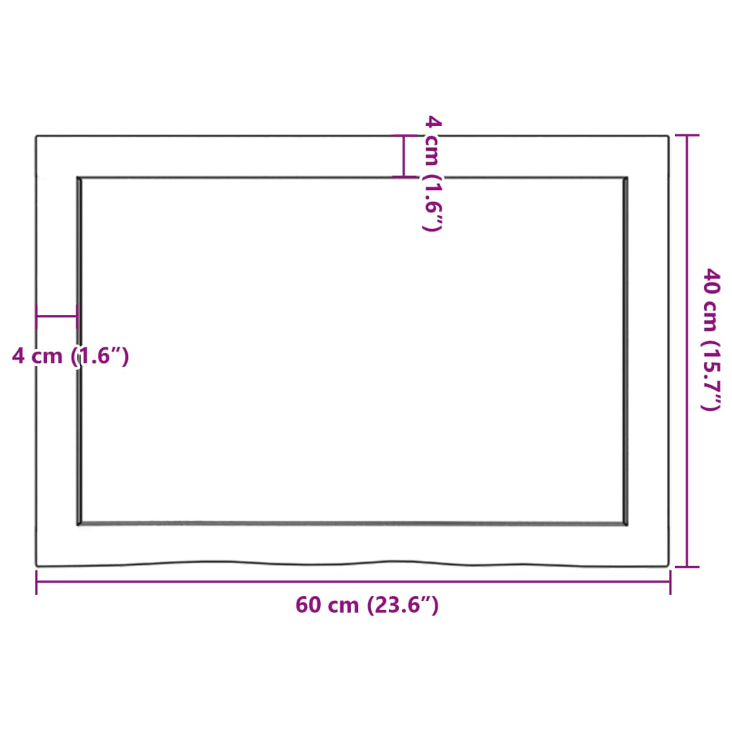 vidaXL Stolna ploča 60x40x(2-4) cm od netretirane masivne hrastovine