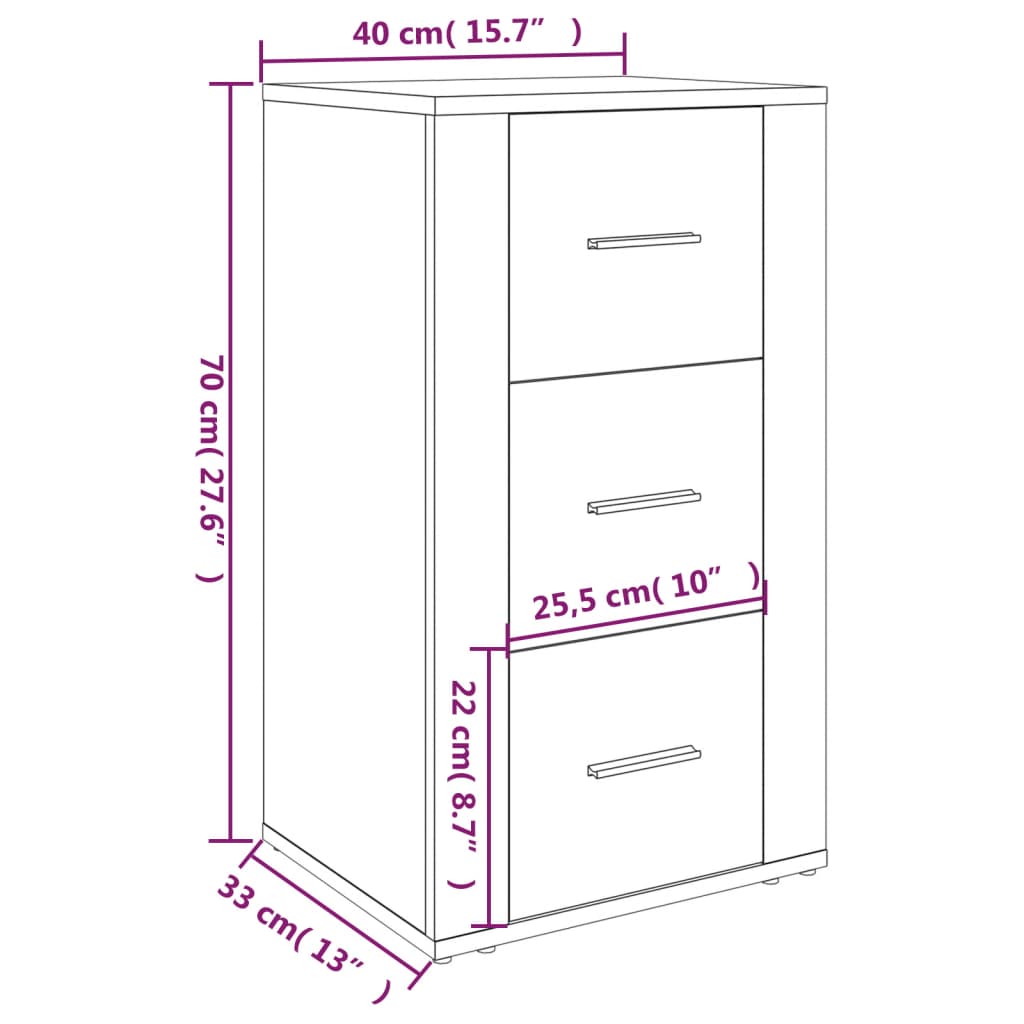 vidaXL Komoda siva boja betona 40 x 33 x 70 cm od konstruiranog drva