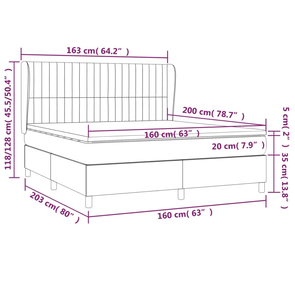 vidaXL Krevet s oprugama i madracem tamnozeleni 160x200 cm baršunasti