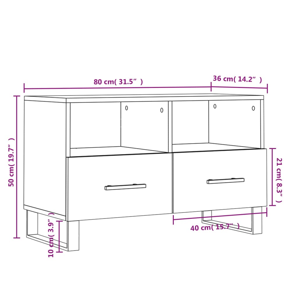 vidaXL TV ormarić crni 80 x 36 x 50 cm od konstruiranog drva