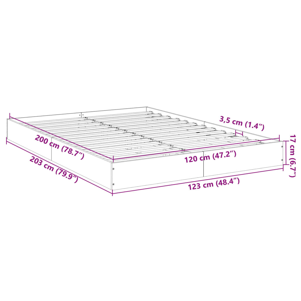 vidaXL Okvir kreveta boja hrasta 120x200 cm od konstruiranog drva