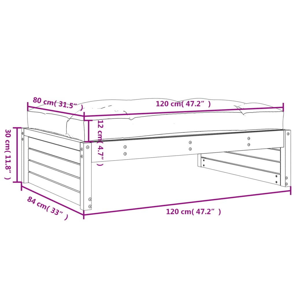 vidaXL Vrtni tabure 120 x 80 cm od masivnog drva duglazije