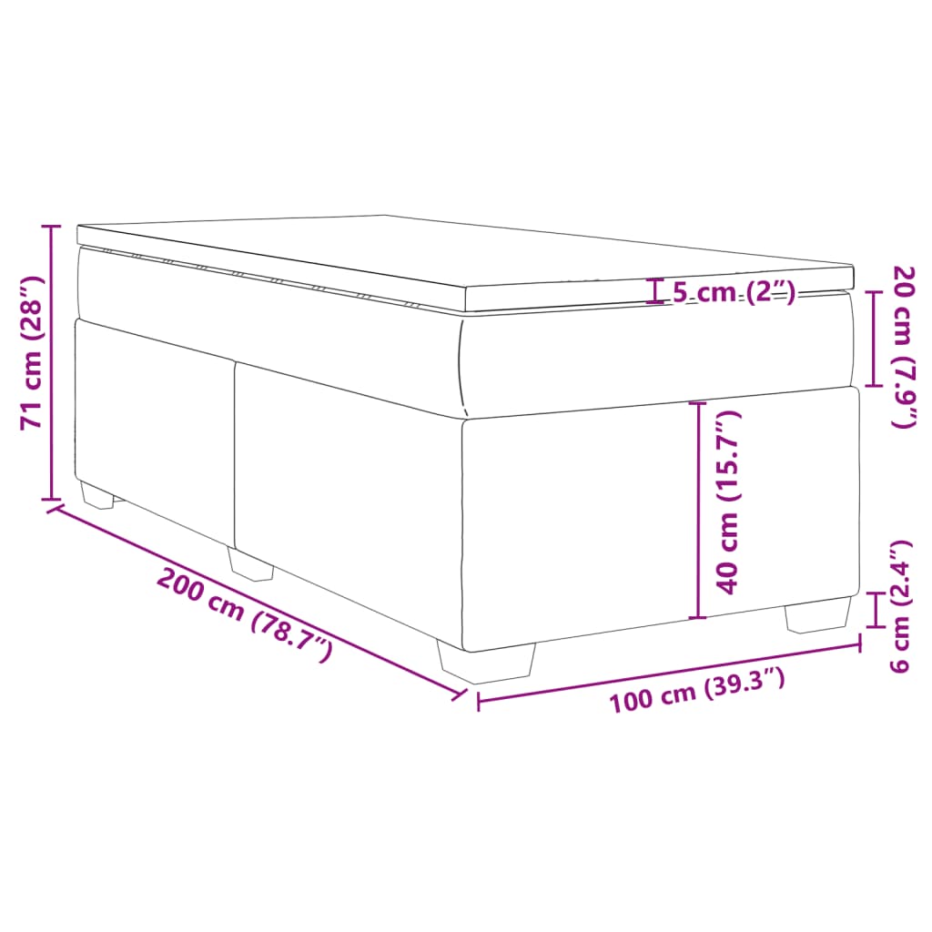 vidaXL Box spring krevet s madracem tamnosivi 100x200 cm baršunasti