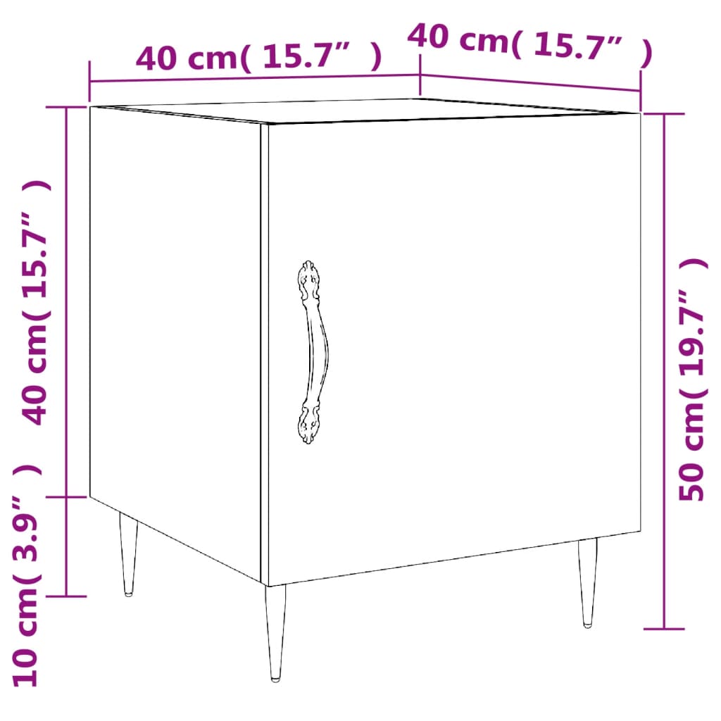 vidaXL Noćni ormarići 2 kom crni 40 x 40 x 50 cm od konstruiranog drva