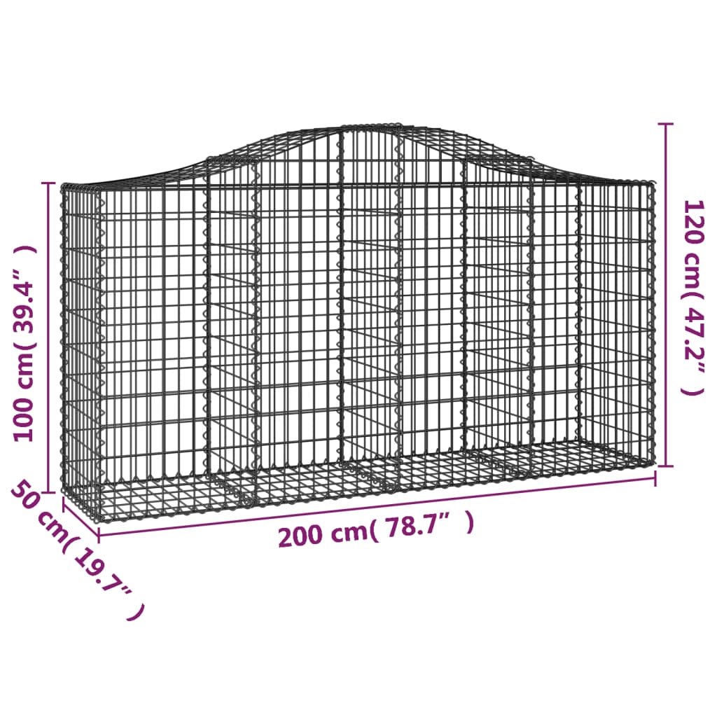 vidaXL Lučne gabionske košare 10kom 200x50x100/120cm pocinčano željezo