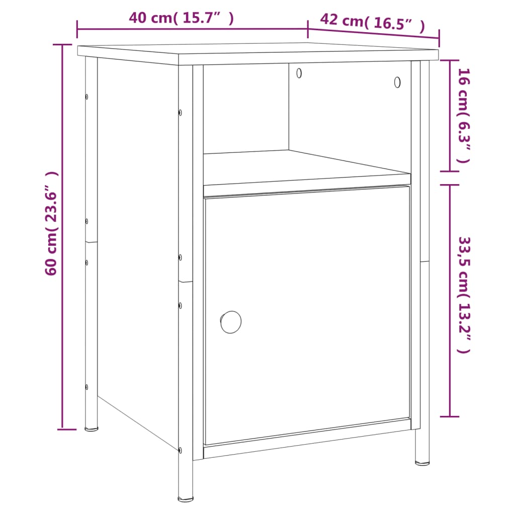 vidaXL Noćni ormarići 2 kom boja hrasta 40x42x60 cm konstruirano drvo