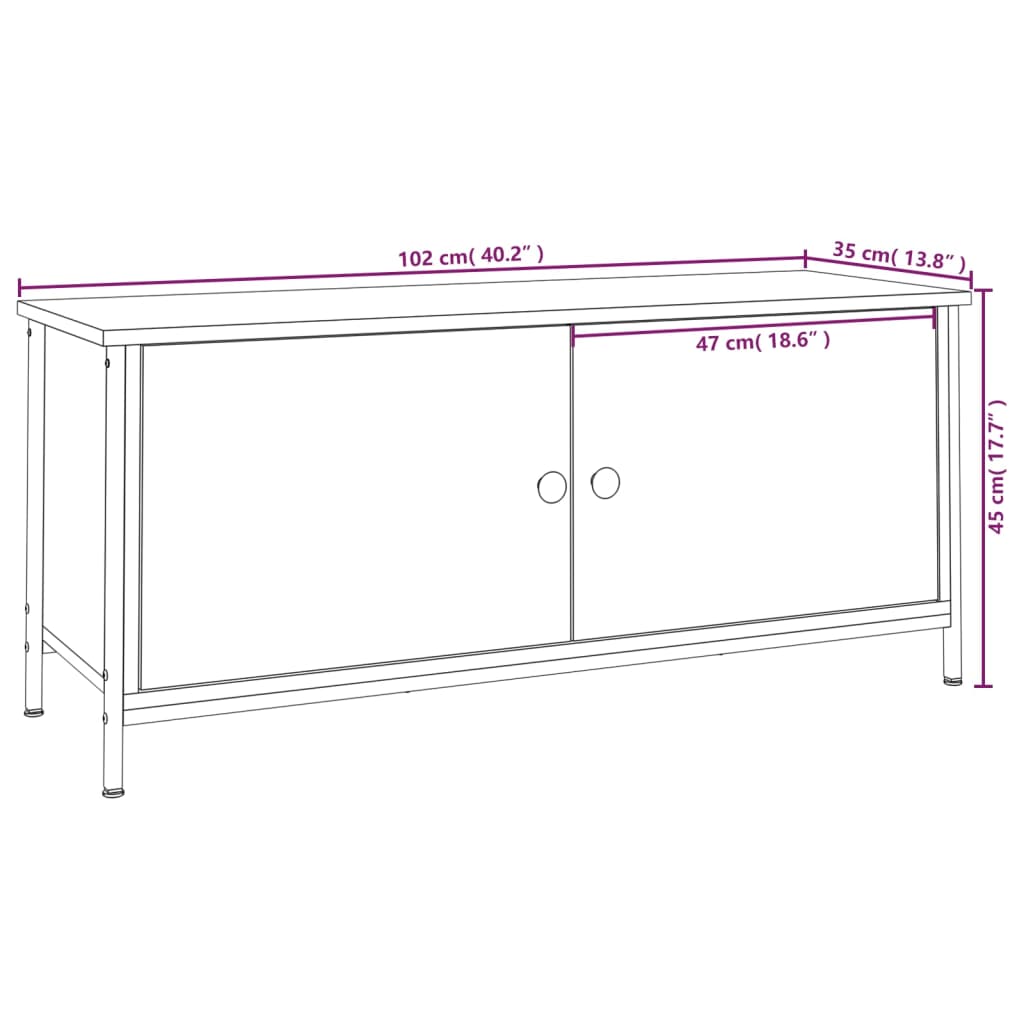 vidaXL TV ormarić s vratima crni 102 x 35 x 45 cm konstruirano drvo