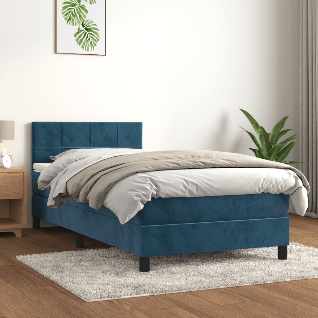 vidaXL Box spring krevet s madracem tamnoplavi 80 x 200 cm baršunasti