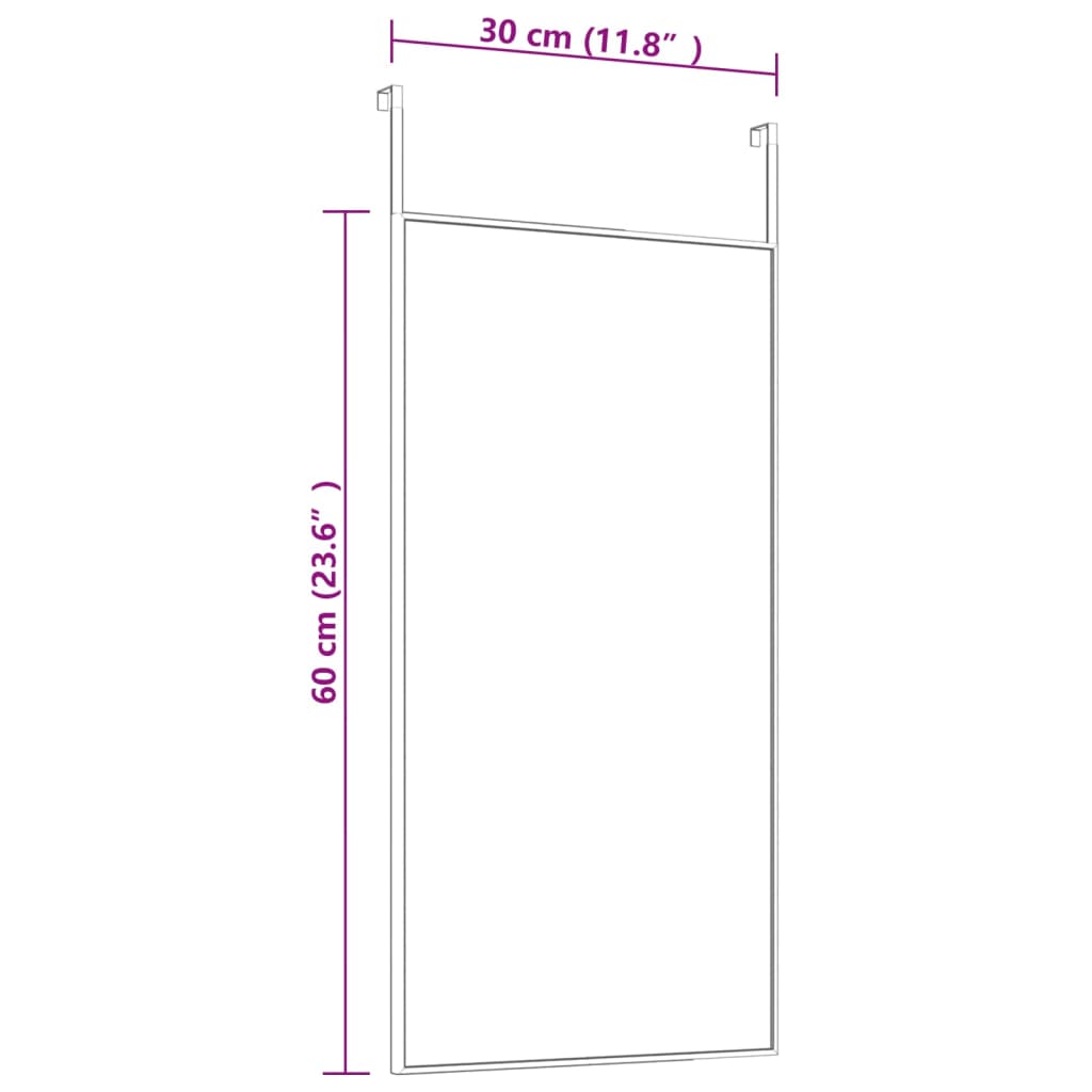 vidaXL Ogledalo za vrata crno 30 x 60 cm od stakla i aluminija