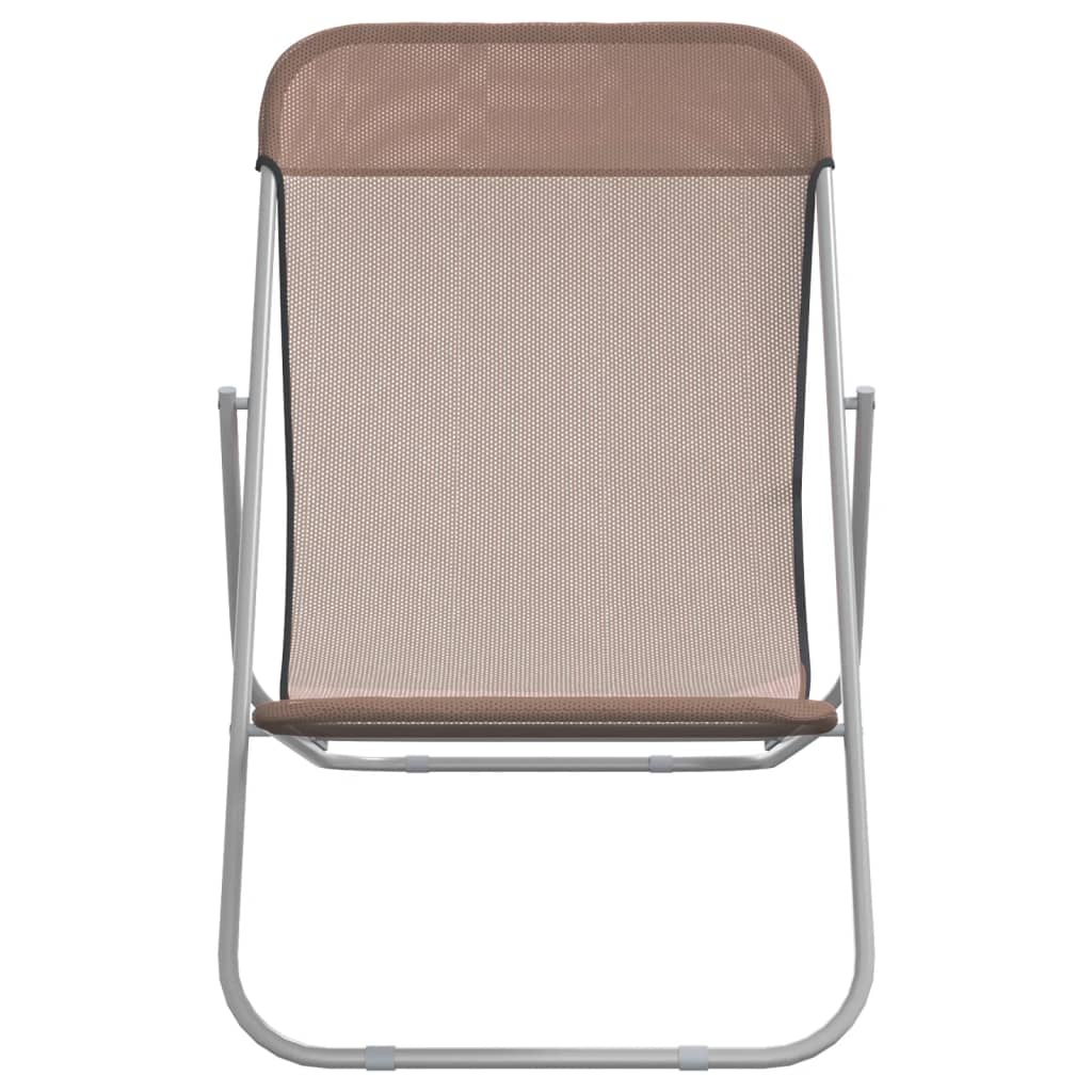 vidaXL Sklopive stolice za plažu 2 kom smeđe od tekstilena i čelika
