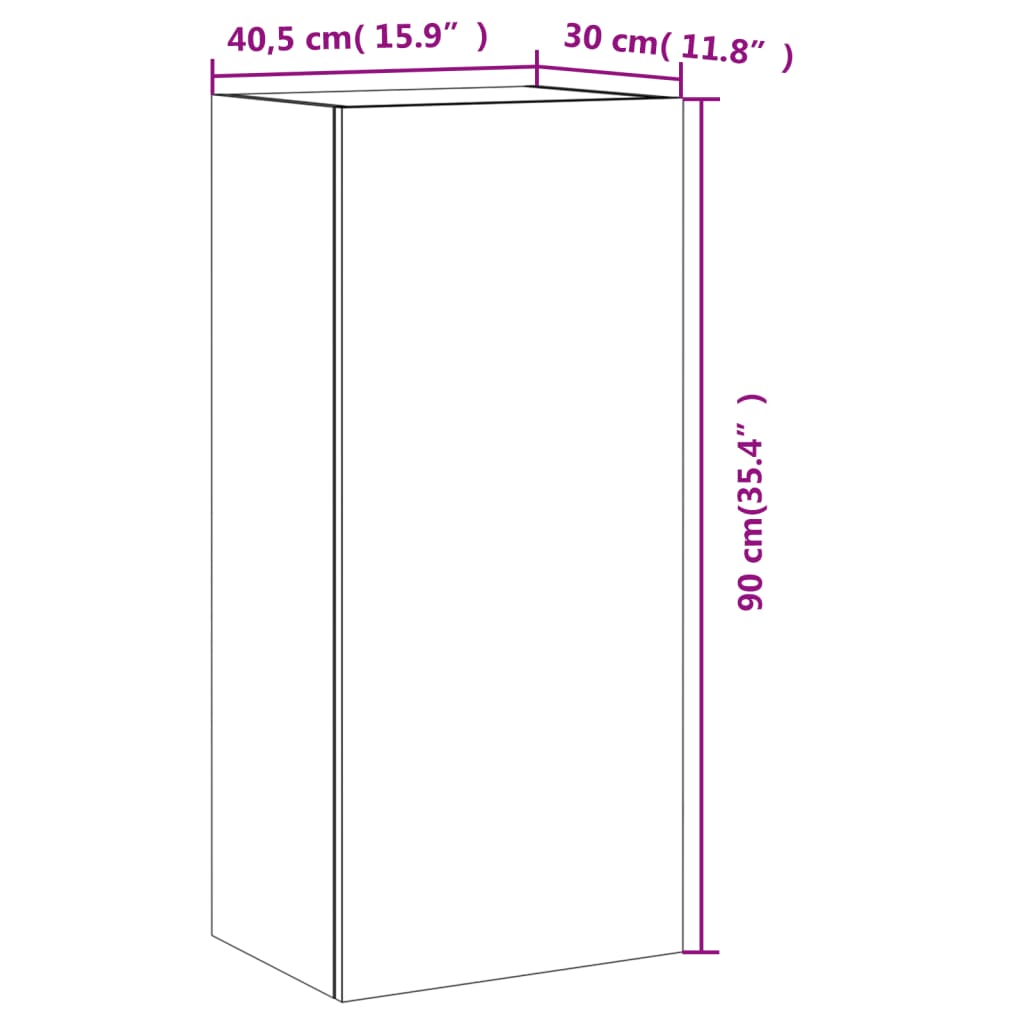 vidaXL Zidni TV ormarić bijeli 40,5 x 30 x 90 cm od konstruiranog drva