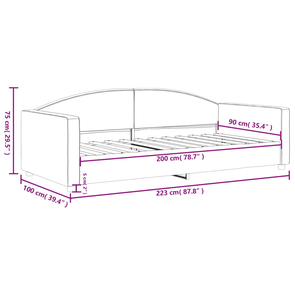 vidaXL Dnevni krevet svjetlosivi 90 x 200 cm od tkanine