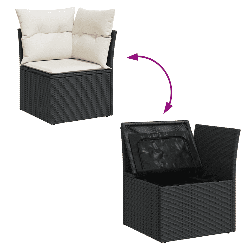 vidaXL 6-dijelni set vrtnih sofa s jastucima crni od poliratana