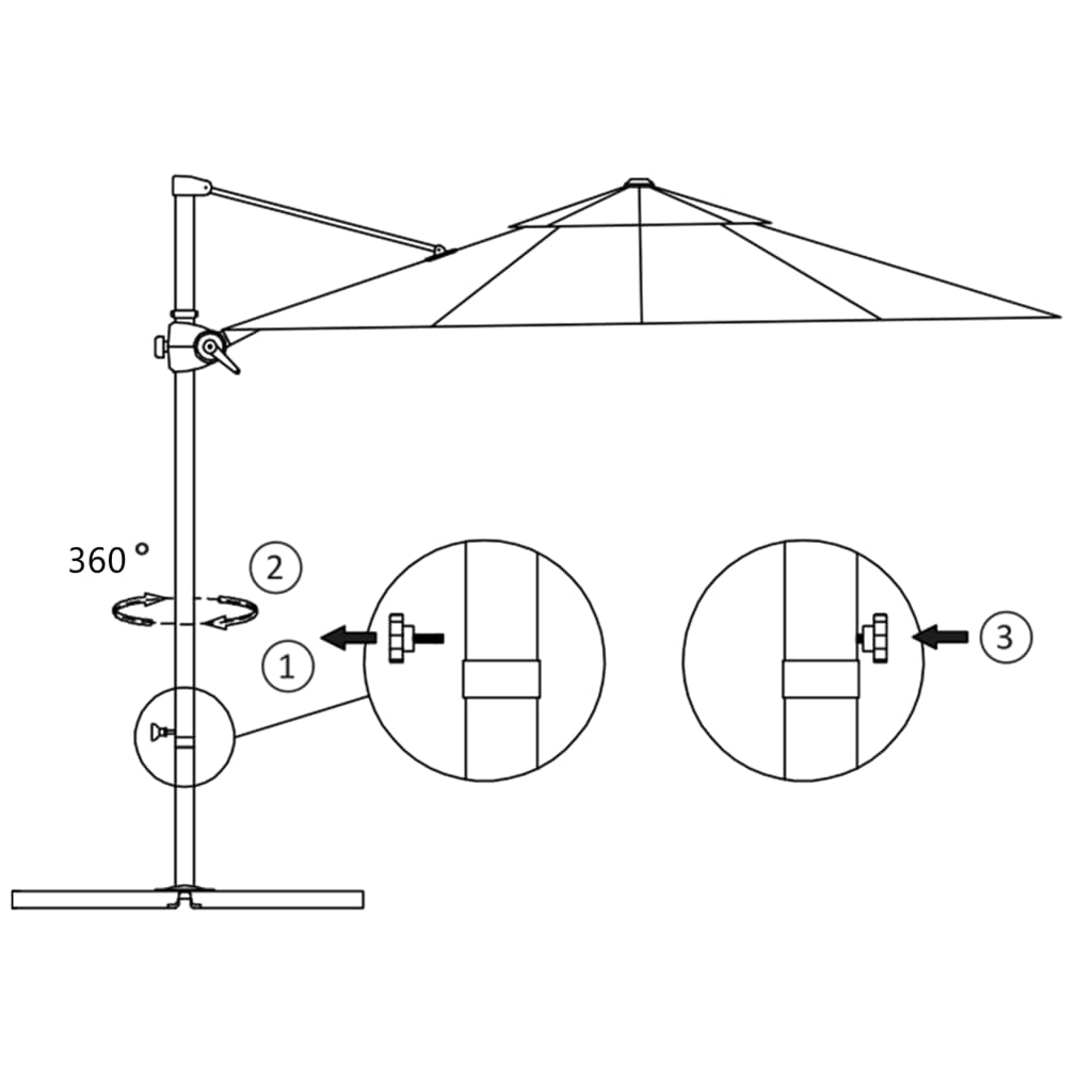 vidaXL Konzolni vrtni suncobran s čeličnim stupom 250 x 250 cm zeleni