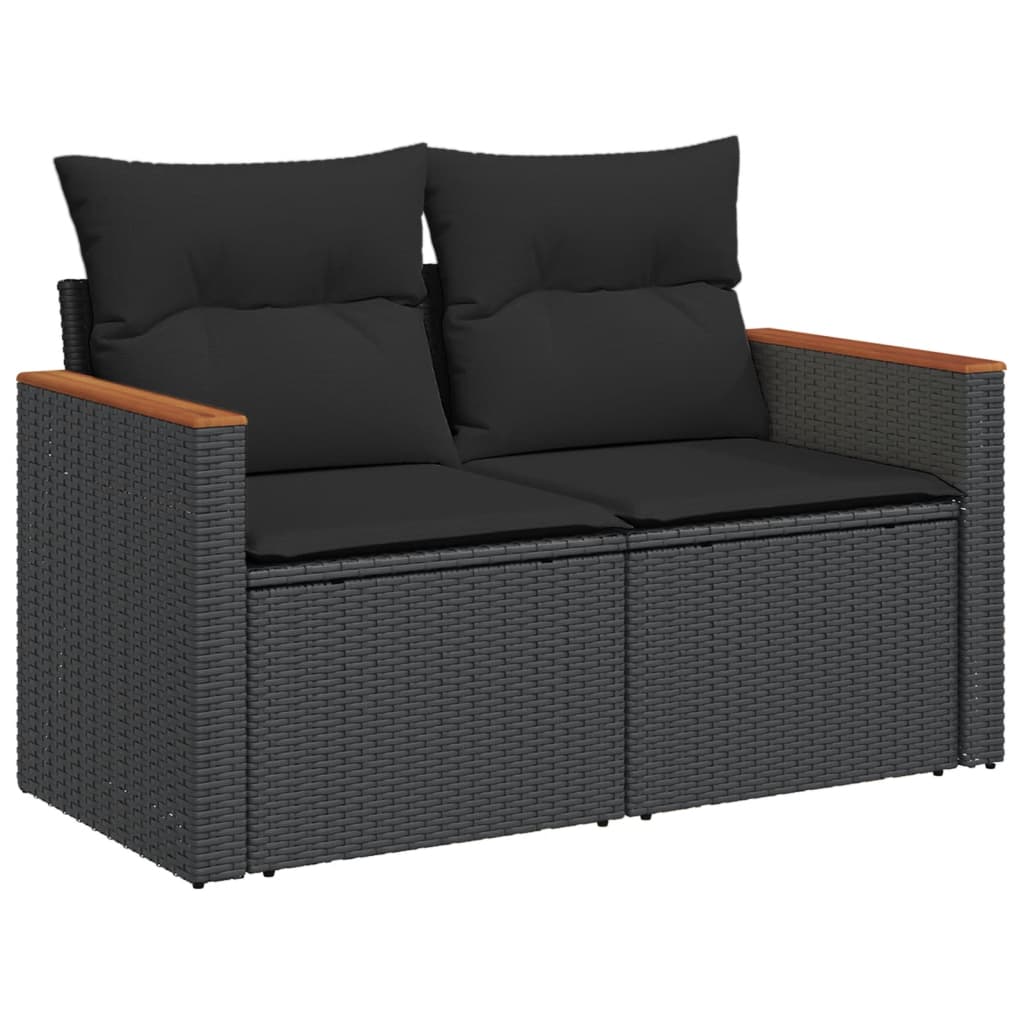 vidaXL 10-dijelni set vrtnih sofa s jastucima crni od poliratana