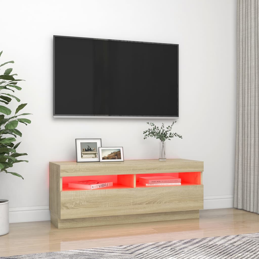 vidaXL TV ormarić s LED svjetlima boja hrasta sonome 100 x 35 x 40 cm