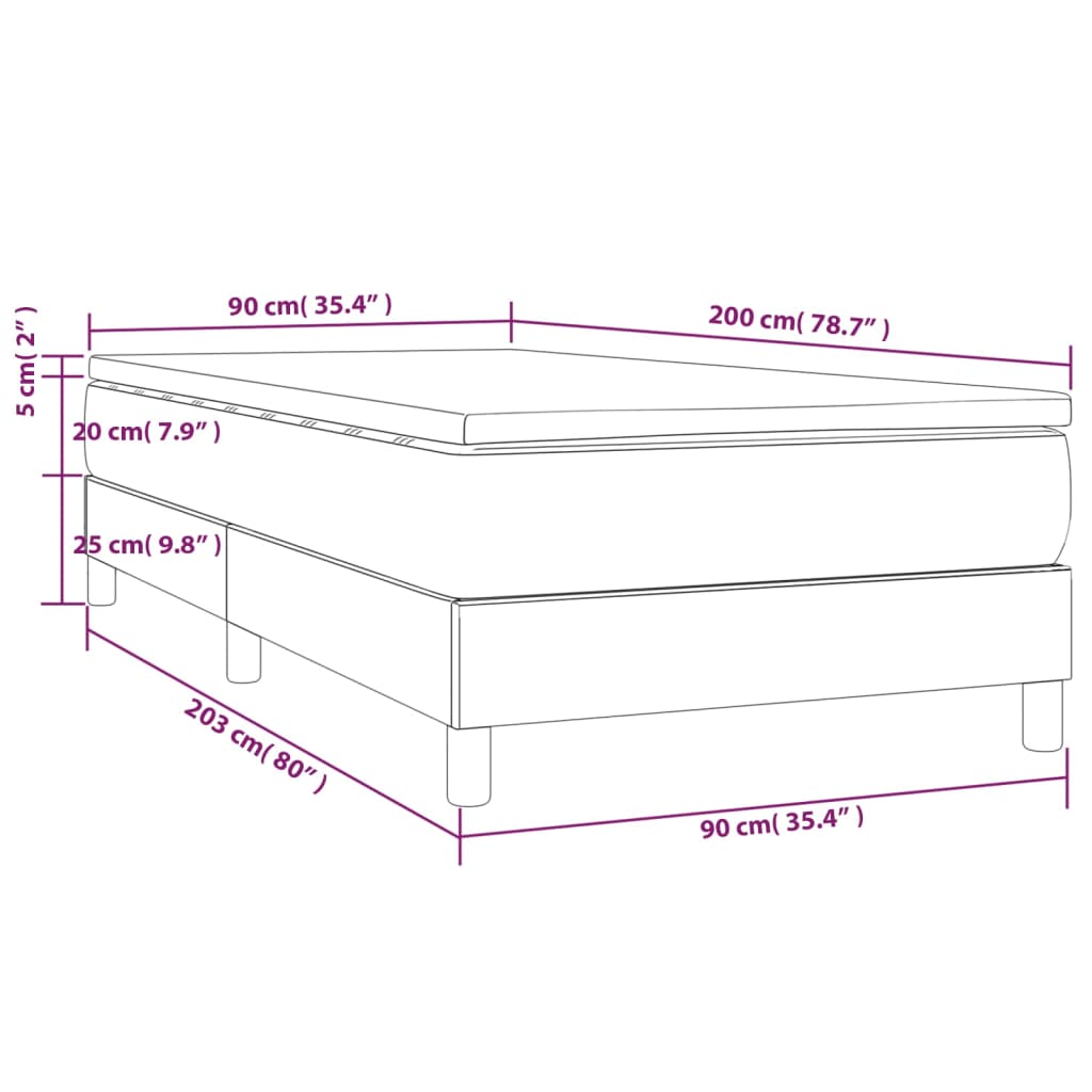 vidaXL Krevet s oprugama i madracem plavi 90 x 200 cm od tkanine