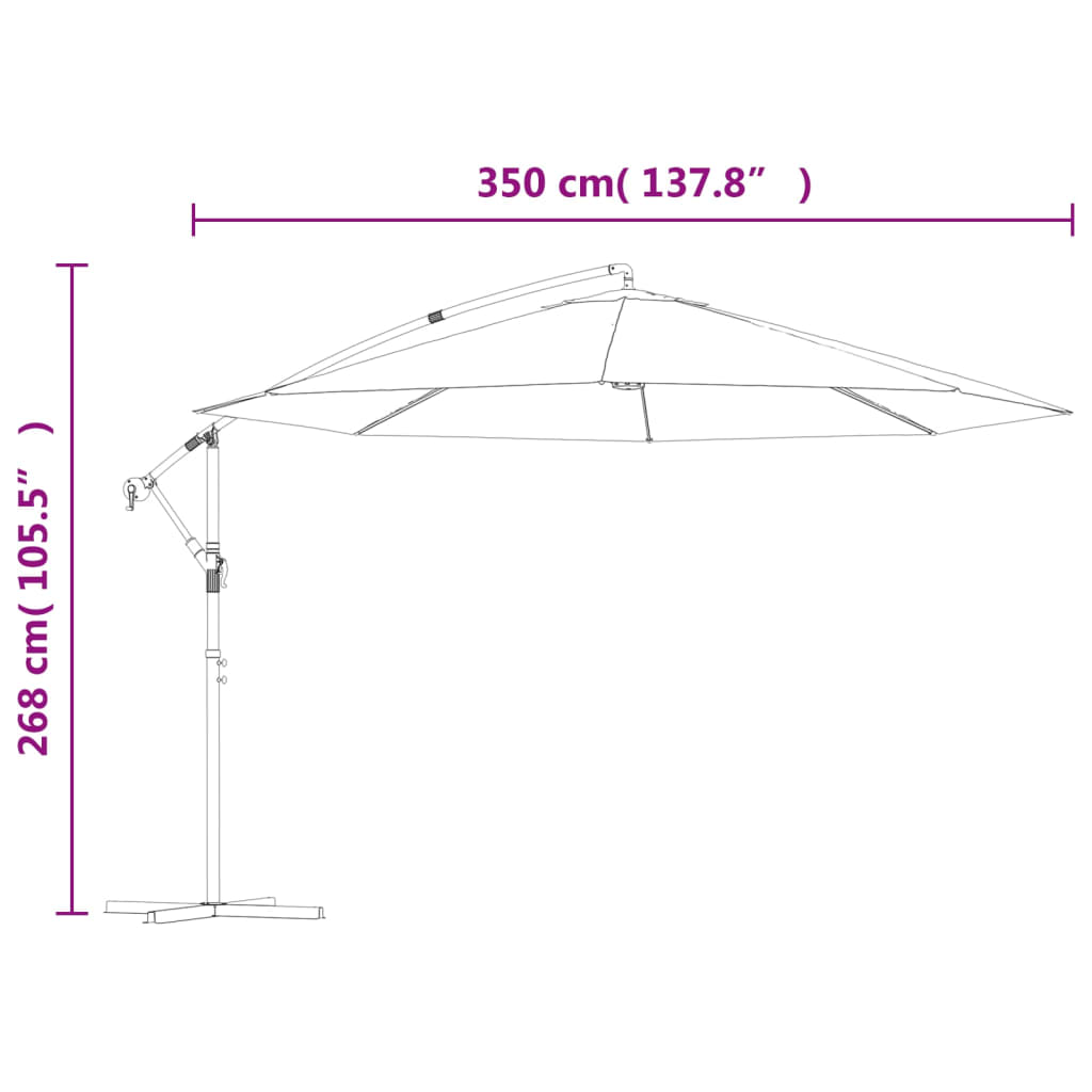 vidaXL Konzolni vrtni suncobran s aluminijskim stupom 350 cm smeđesivi