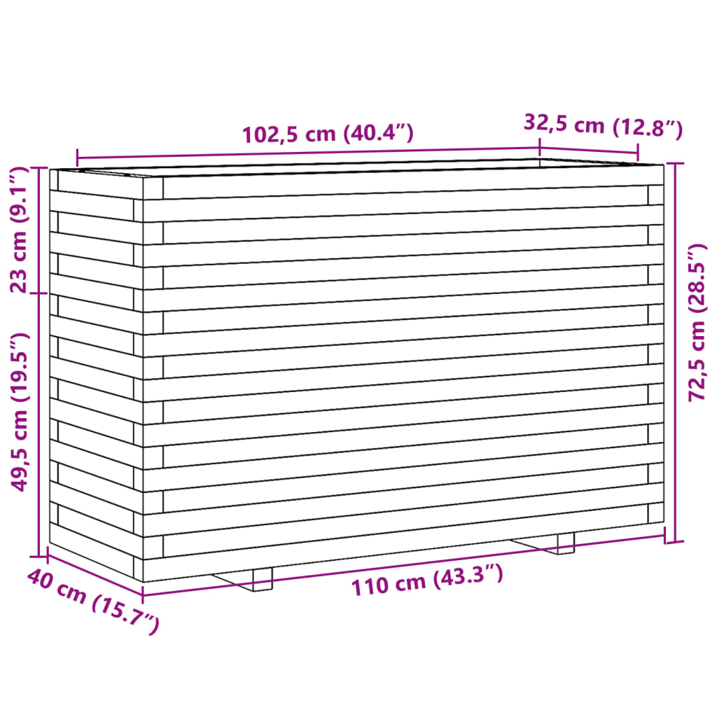 vidaXL Vrtna sadilica 110x40x72,5 cm od impregnirane borovine