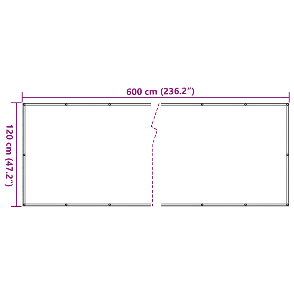 vidaXL Balkonski zaslon za privatnost bijeli 600 x 120 cm PVC