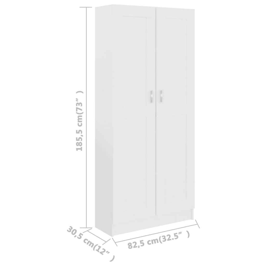 vidaXL Ormarić za knjige bijeli 82,5x30,5x185,5 cm konstruirano drvo