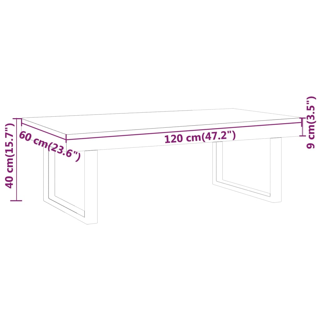 vidaXL Stolić za kavu tamnosmeđi i crni 120 x 60 x 40 cm MDF i željezo