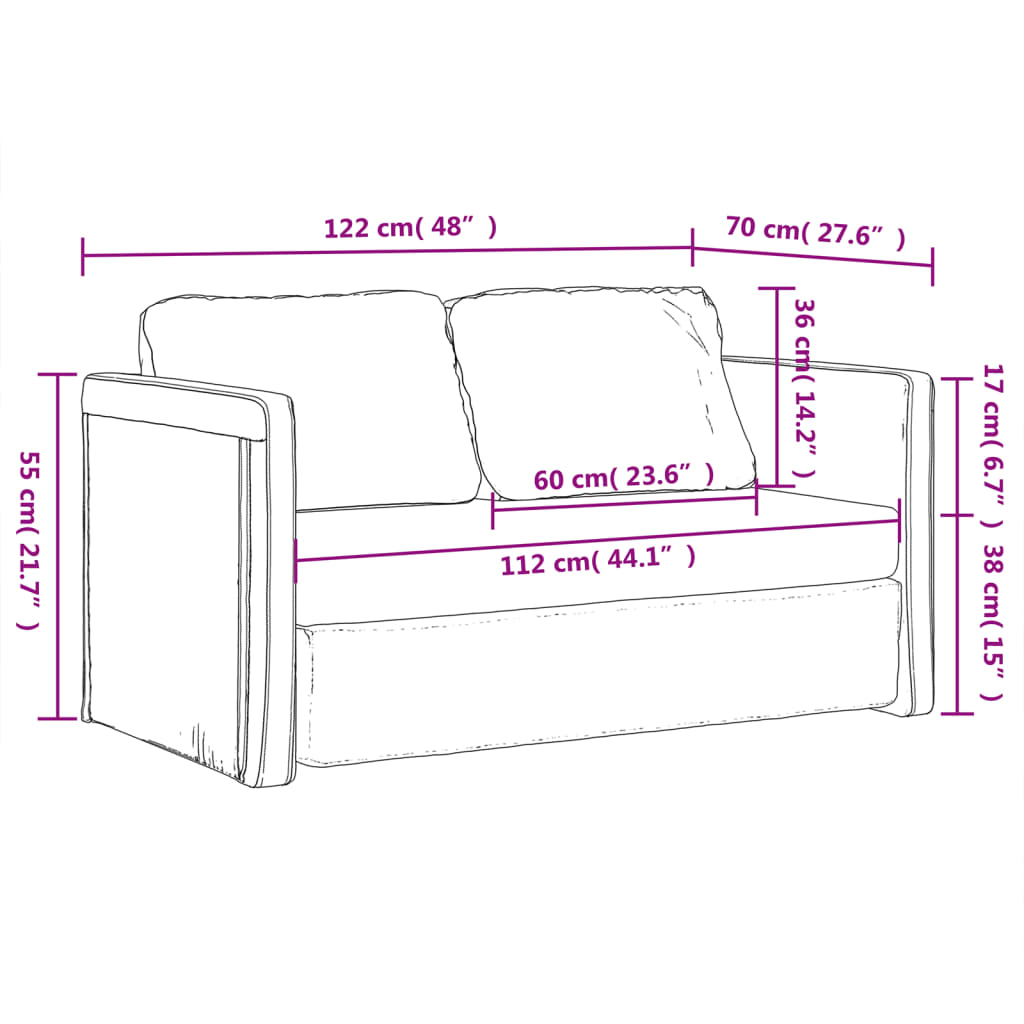 vidaXL Podni kauč na razvlačenje 2-u-1 svjetlosivi 122x204x55cm baršun