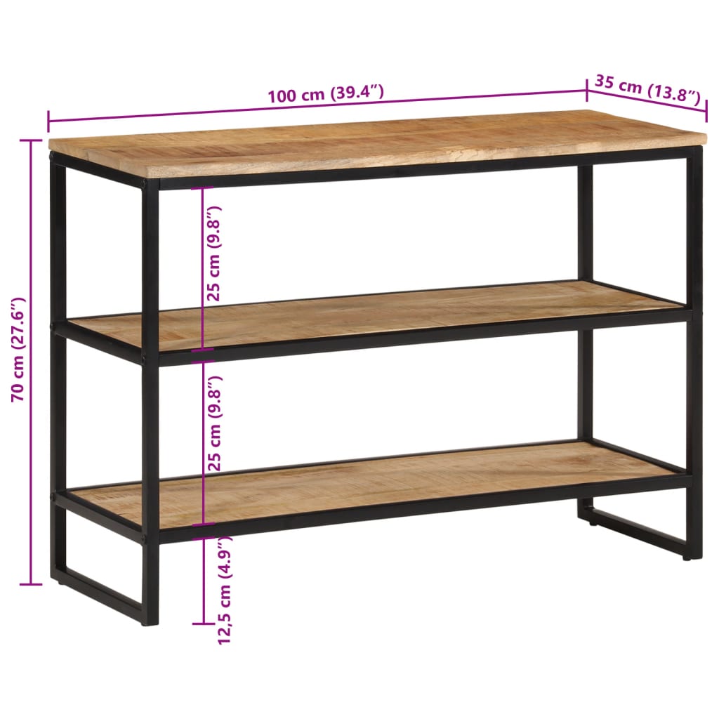 vidaXL Konzolni stol 100 x 35 x 70 cm od masivnog grubog drva manga