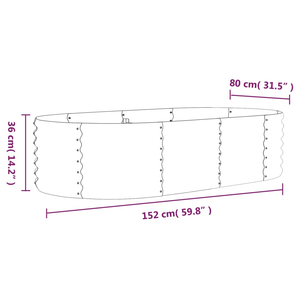 vidaXL Povišena vrtna gredica od čelika 152 x 80 x 36 cm smeđi