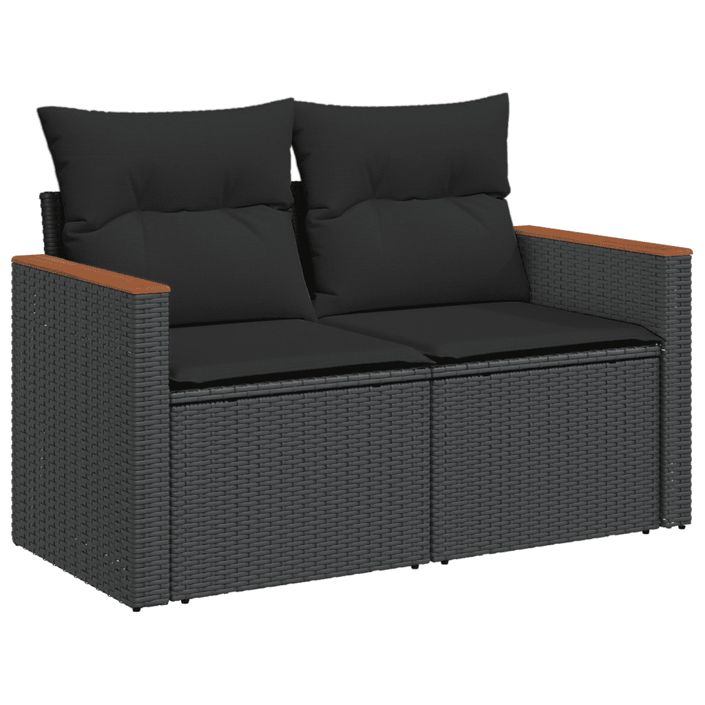 vidaXL 11-dijelni set vrtnih sofa od poliratana s jastucima crni