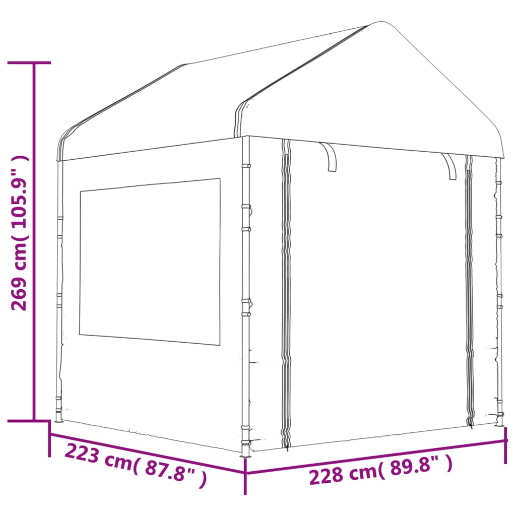 vidaXL Sjenica s krovom bijela 17,84 x 2,28 x 2,69 m polietilen