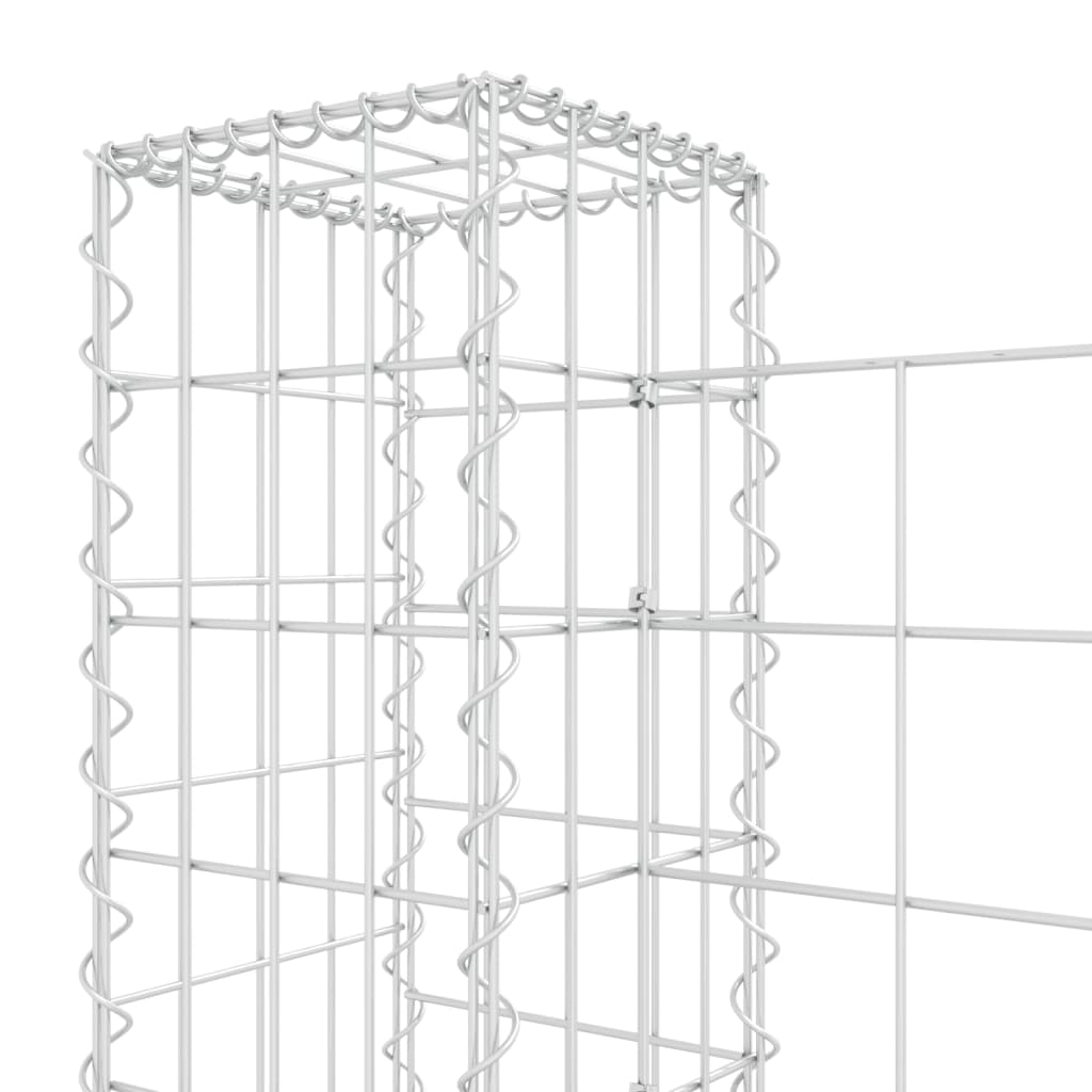 vidaXL Gabionska košara U-oblika s 3 stupa 260 x 20 x 100 cm željezna