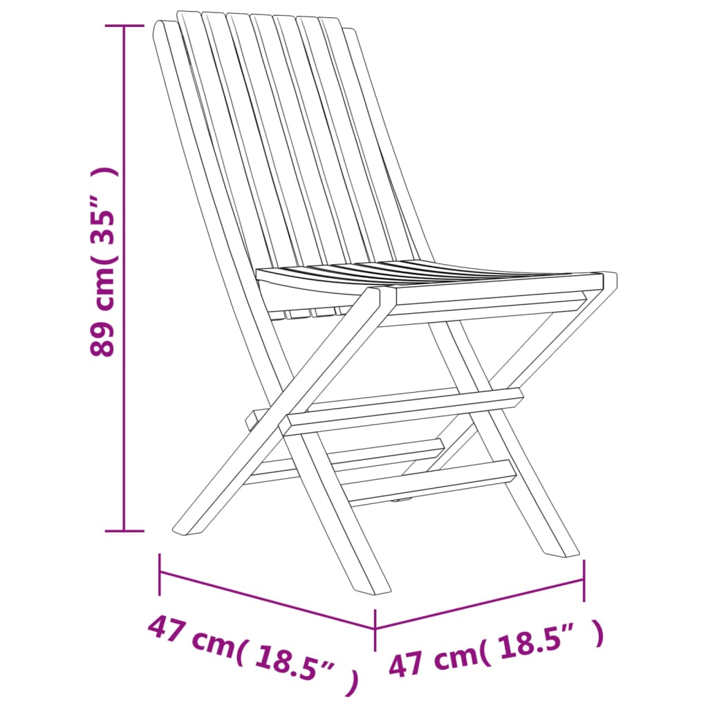 vidaXL Sklopive vrtne stolice 8 kom 47x47x89 cm od masivne tikovine