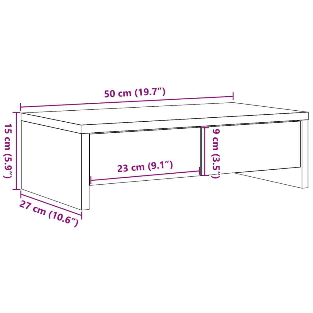 vidaXL Stalak za monitor s ladicama boja drva 50 x 27 x 15 cm drveni