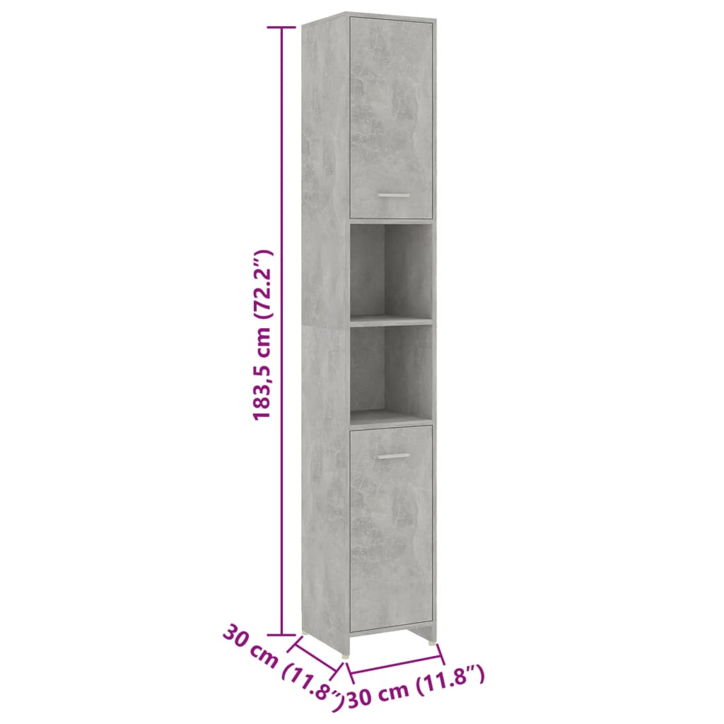 vidaXL 4-dijelni set kupaonskog namještaja siva boja betona