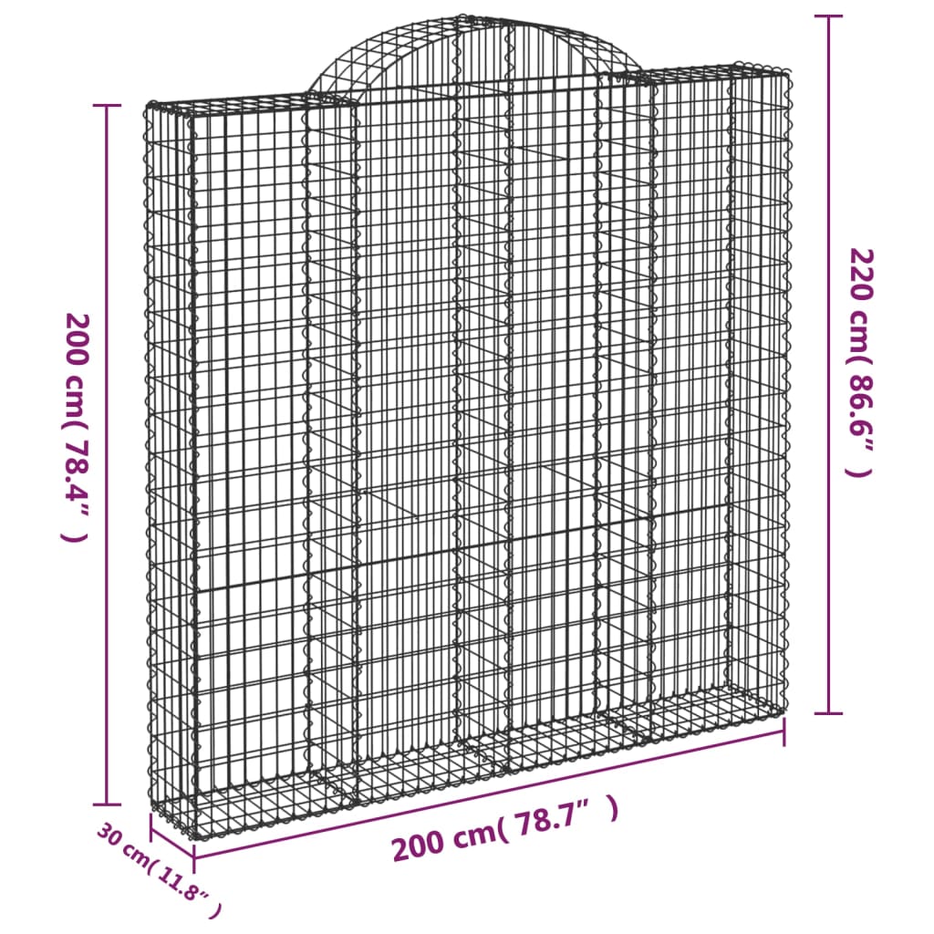 vidaXL Lučne gabionske košare 8 kom 200x30x200/220cm pocinčano željezo