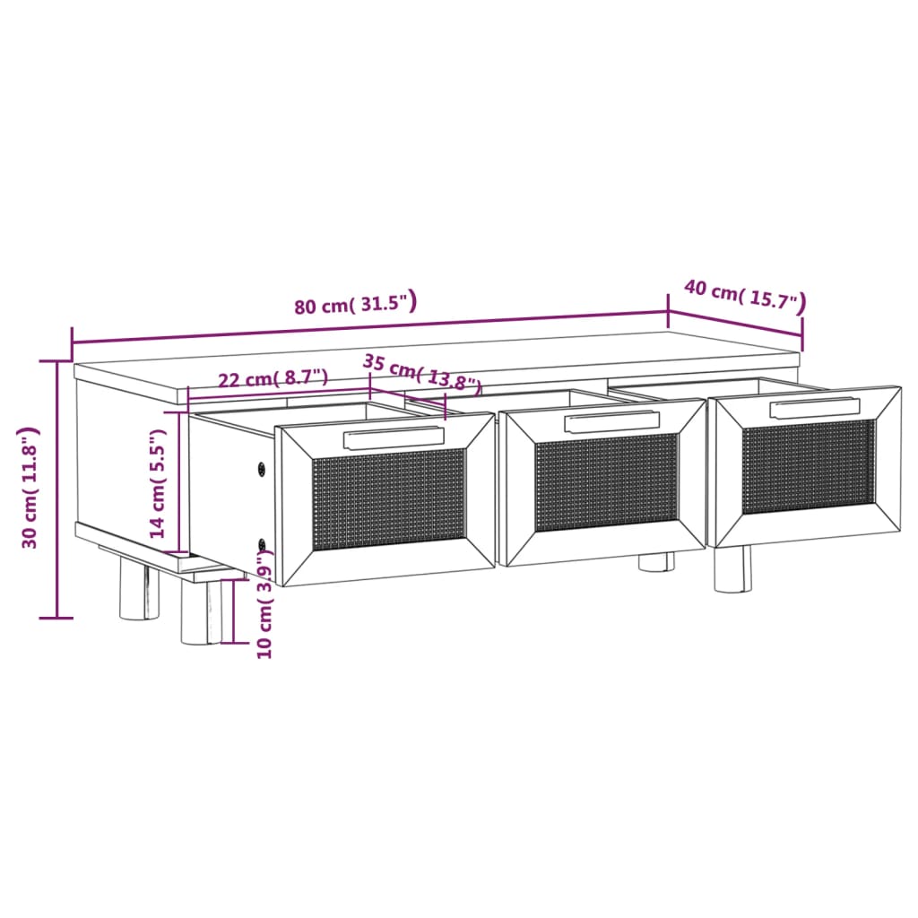 vidaXL Stolić za kavu crni 80x40x30 cm konstruirano drvo i borovina