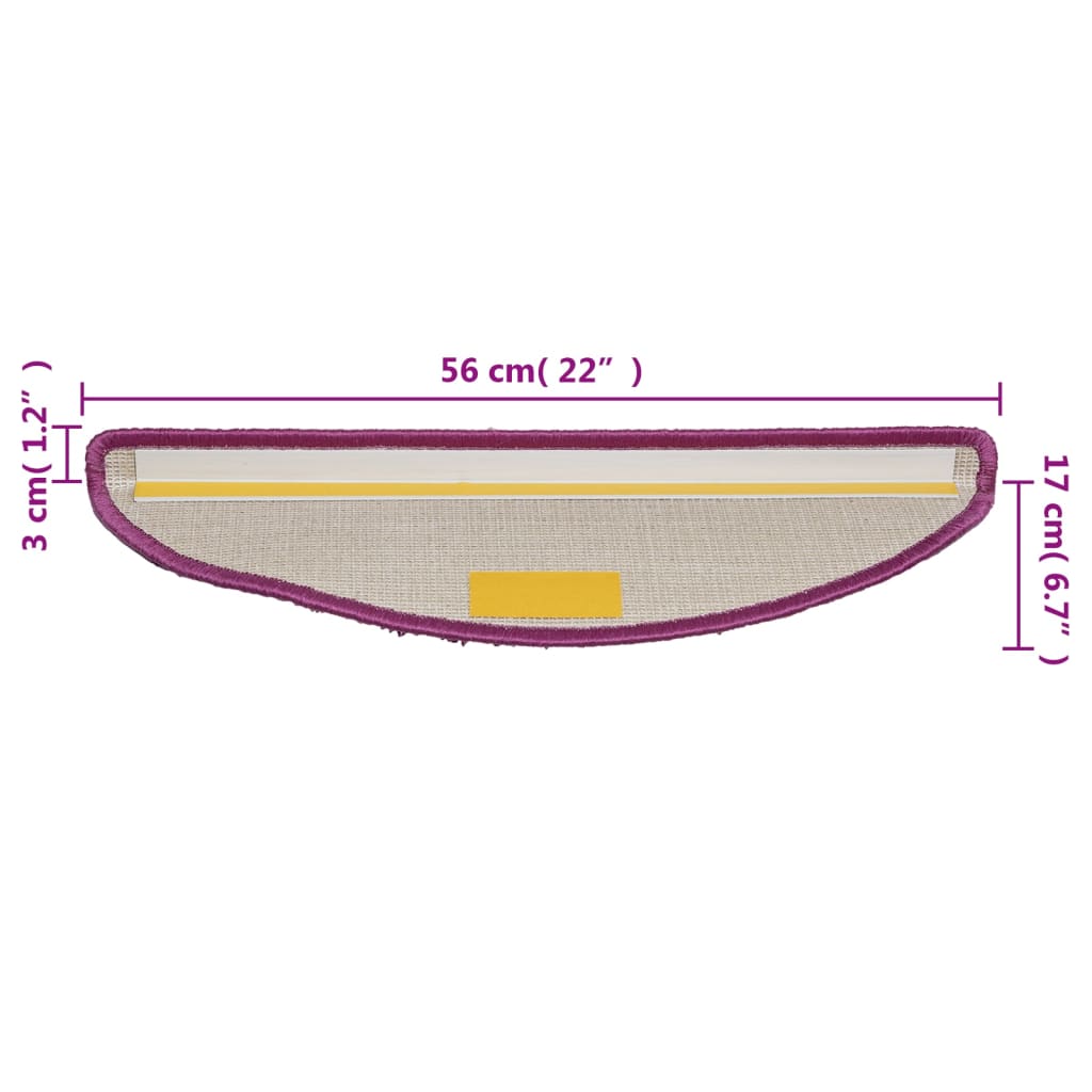 vidaXL Otirači za stepenice 10 kom 56 x 17 x 3 cm ljubičasti