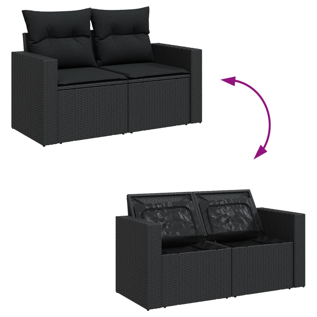 vidaXL 12-dijelni set vrtnih sofa od poliratana s jastucima crni