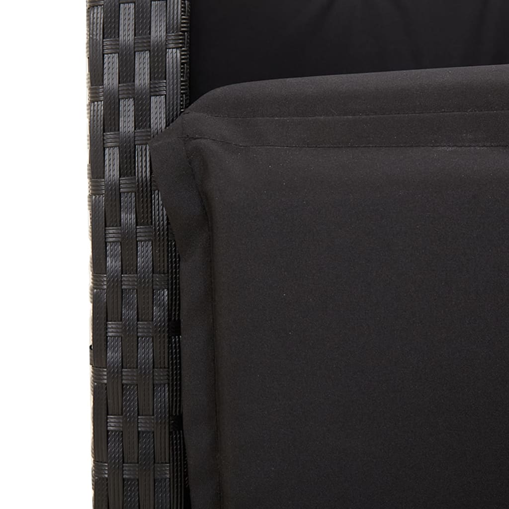 vidaXL 3-dijelni bistro set s jastucima crni od poliratana