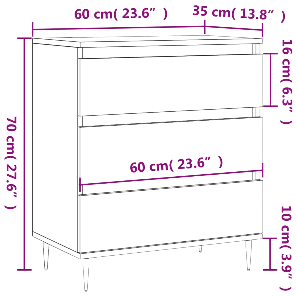 vidaXL Komoda bijela 60 x 35 x 70 cm od konstruiranog drva