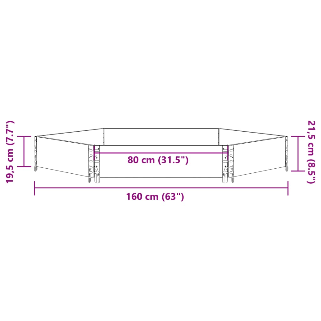 vidaXL Povišena gredica šesterokutna 160 x 160 cm od masivne borovine