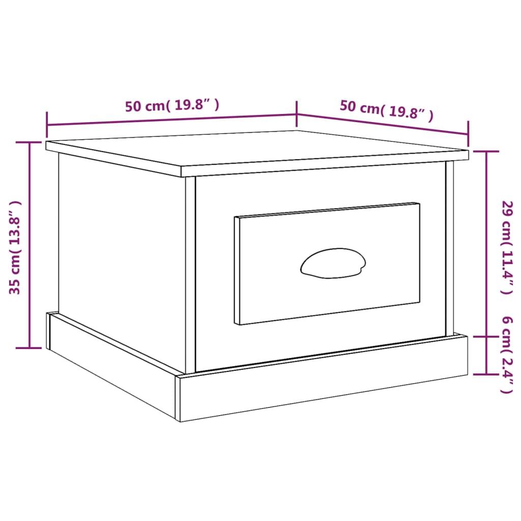 vidaXL Stolić za kavu boja sivog hrasta 50x50x35 cm konstruirano drvo