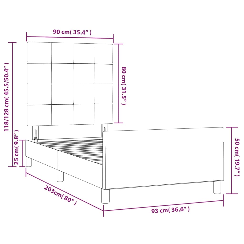 vidaXL Okvir za krevet s uzglavljem ružičasti 90x200 cm baršunasti